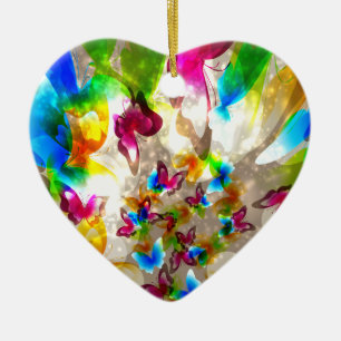 Abstract Butterflies Ceramic Ornament