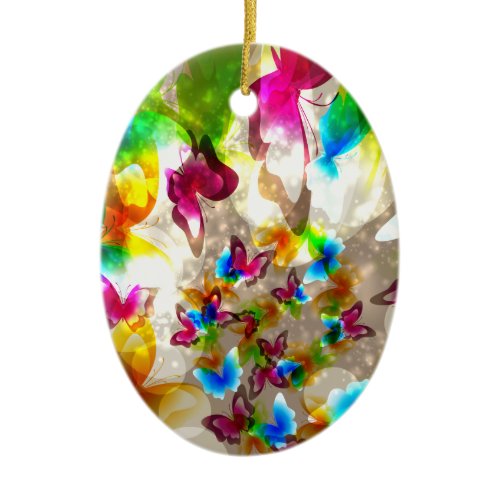 Abstract Butterflies Ceramic Ornament