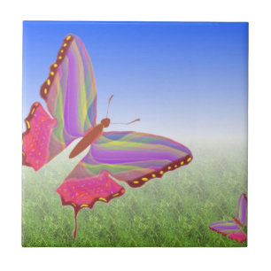 Abstract Butterflies Ceramic Tile