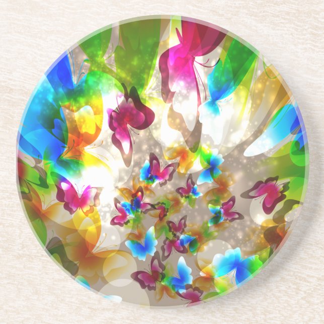 Abstract Butterflies Drink Coaster (Front)