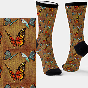 Abstract Butterflies on Brown Socks