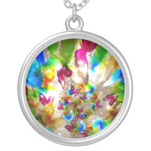 Abstract Butterflies Silver Plated Necklace