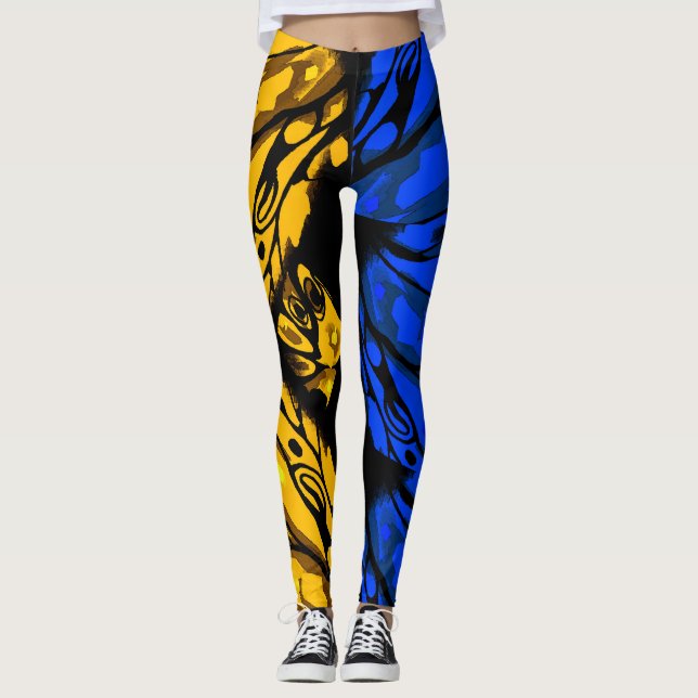 Abstract Butterfly 2 colors Leggings (Front)