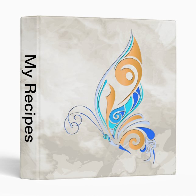 Abstract Butterfly 3 Ring Binder (Front/Spine)