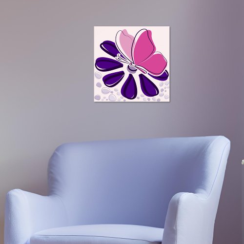 Abstract Butterfly and Blossom Pink and Purple Art Poster