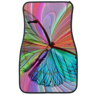 Abstract Butterfly Artwork Pastel Rainbow Colors Car Floor Mat