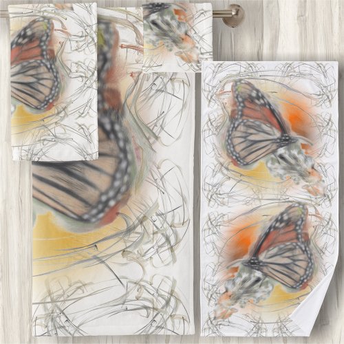 Abstract Butterfly Bath Towel Set