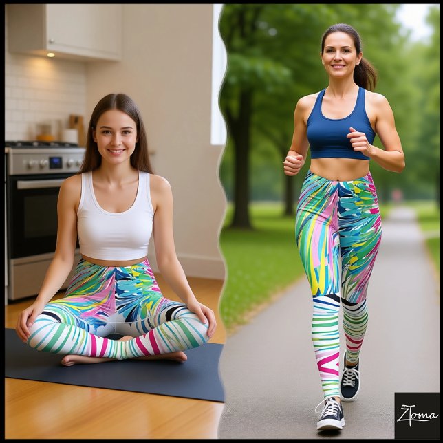 Abstract Butterfly Burst Split Screen Pattern Leggings (Creator Uploaded)