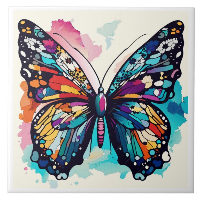 Abstract butterfly ceramic tile (Front)