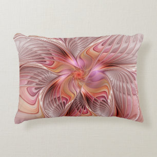 Abstract Butterfly Colorful Fantasy Fractal Art Accent Pillow