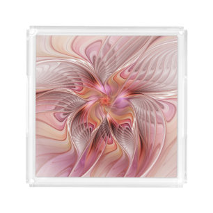 Abstract Butterfly Colorful Fantasy Fractal Art Acrylic Tray