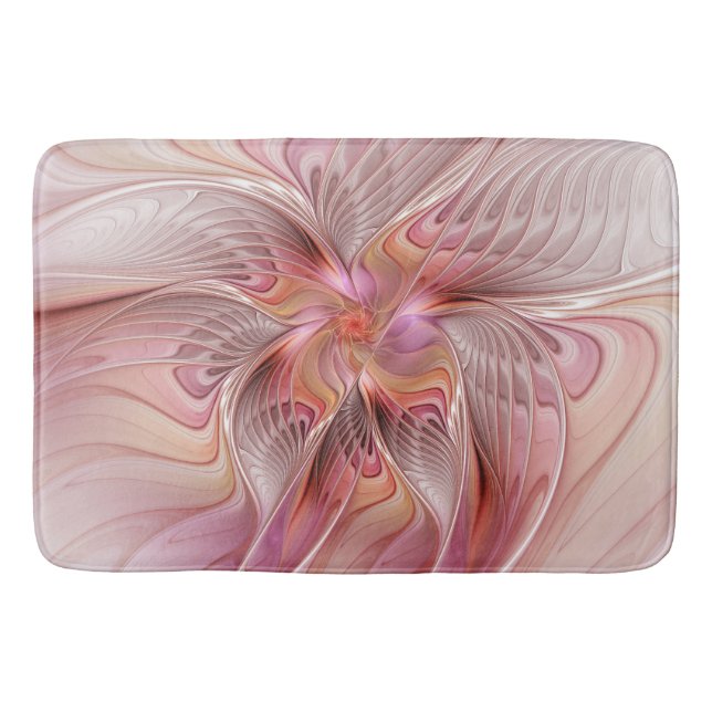 Abstract Butterfly Colorful Fantasy Fractal Art Bath Mat (Front)
