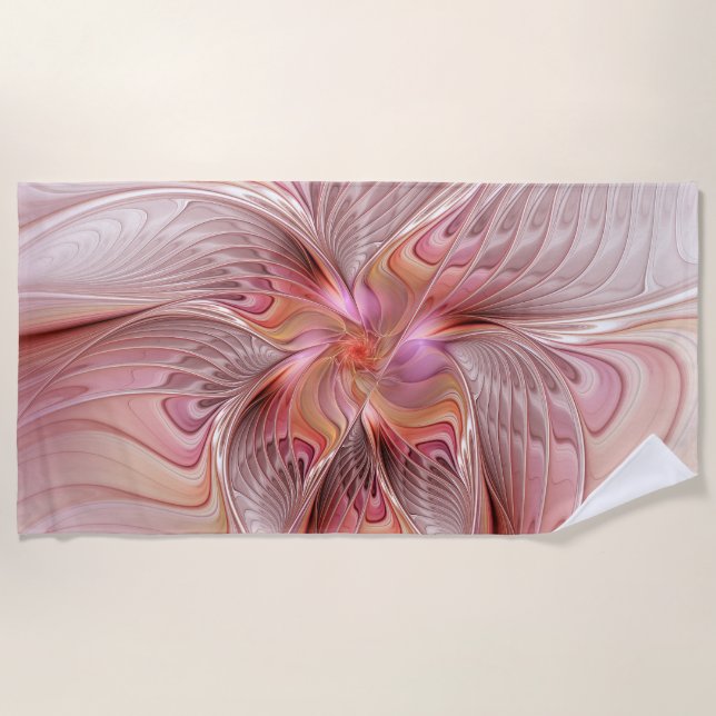 Abstract Butterfly Colorful Fantasy Fractal Art Beach Towel (Front)