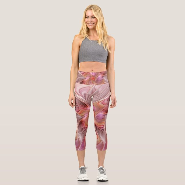 Abstract Butterfly Colorful Fantasy Fractal Art Capri Leggings (Front)