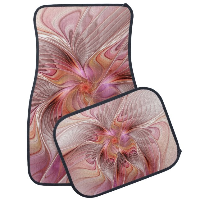 Abstract Butterfly Colorful Fantasy Fractal Art Car Mat (Set)