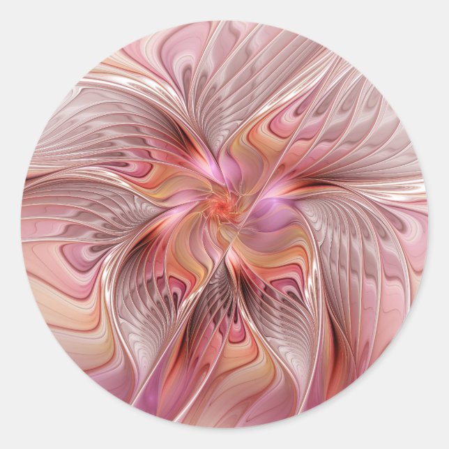 Abstract Butterfly Colorful Fantasy Fractal Art Classic Round Sticker (Front)