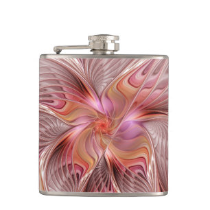 Abstract Butterfly Colorful Fantasy Fractal Art Flask