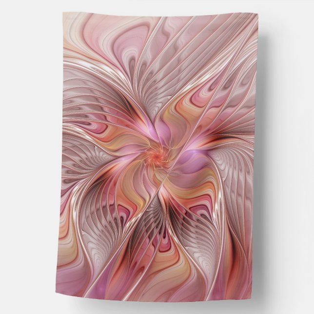 Abstract Butterfly Colorful Fantasy Fractal Art House Flag (Front)