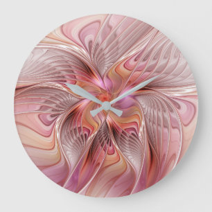 Abstract Butterfly Colorful Fantasy Fractal Art Large Clock