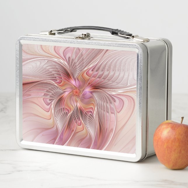 Abstract Butterfly Colorful Fantasy Fractal Art Metal Lunch Box (In Situ)