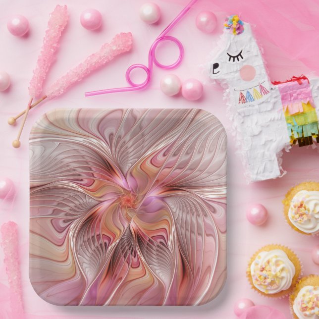 Abstract Butterfly Colorful Fantasy Fractal Art Paper Plates (Party)