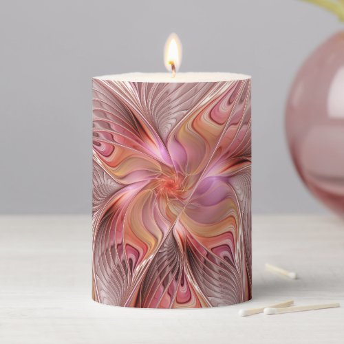 Abstract Butterfly Colorful Fantasy Fractal Art Pillar Candle