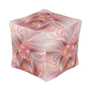 Abstract Butterfly Colorful Fantasy Fractal Art Pouf