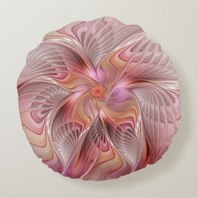 Abstract Butterfly Colorful Fantasy Fractal Art Round Pillow (Back)