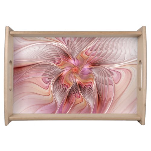 Abstract Butterfly Colorful Fantasy Fractal Art Serving Tray