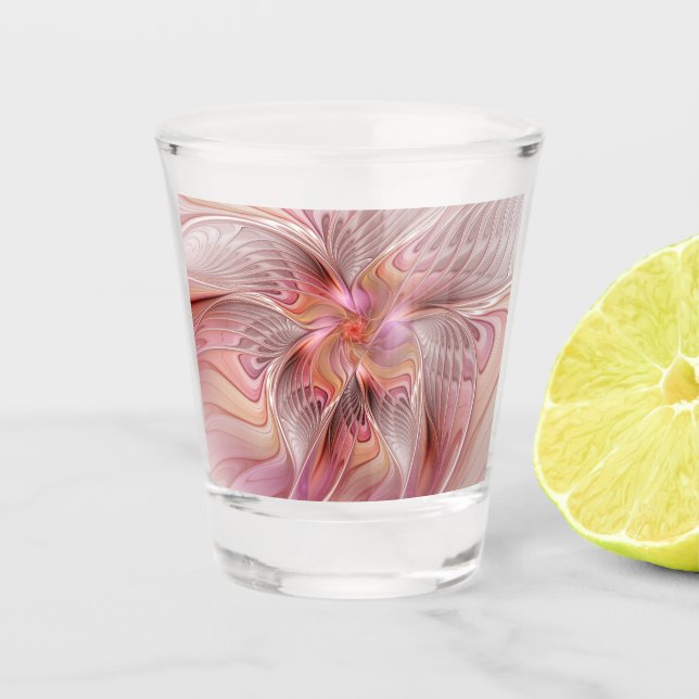 Abstract Butterfly Colorful Fantasy Fractal Art Shot Glass (Front)