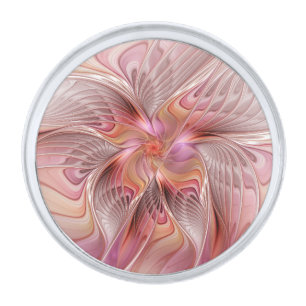 Abstract Butterfly Colorful Fantasy Fractal Art Silver Finish Lapel Pin