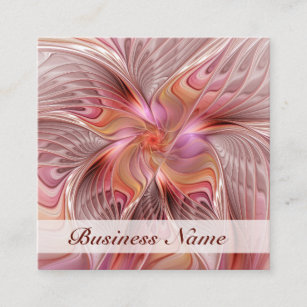 Abstract Butterfly Colorful Fantasy Fractal Art Square Business Card