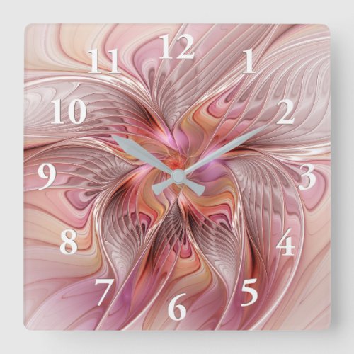 Abstract Butterfly Colorful Fantasy Fractal Art Square Wall Clock