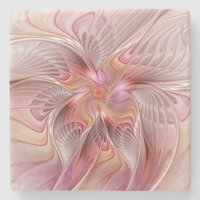 Abstract Butterfly Colorful Fantasy Fractal Art Stone Coaster (Front)