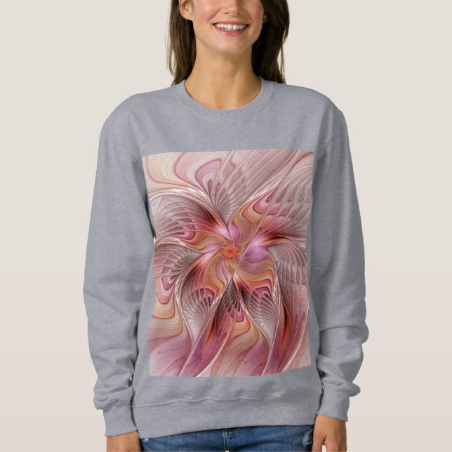 Abstract Butterfly Colorful Fantasy Fractal Art Sweatshirt (Front)