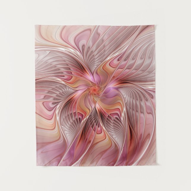 Abstract Butterfly Colorful Fantasy Fractal Art Tapestry (Front)