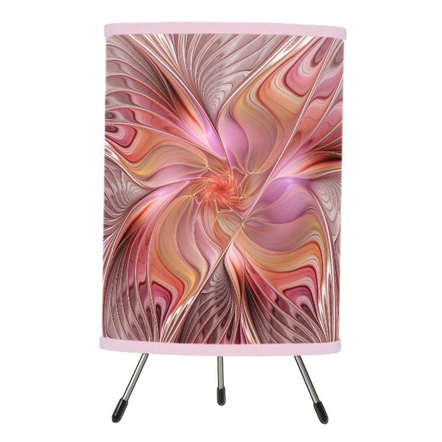 Abstract Butterfly Colorful Fantasy Fractal Art Tripod Lamp (Front)