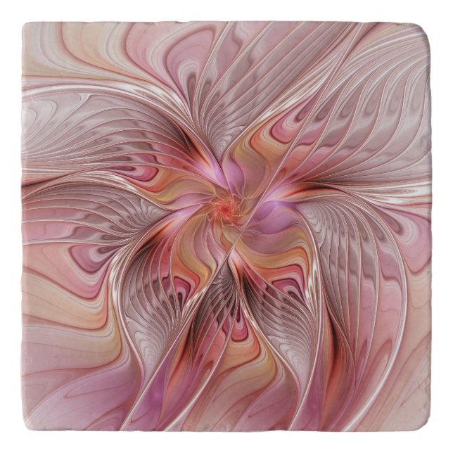 Abstract Butterfly Colorful Fantasy Fractal Art Trivet (Front)