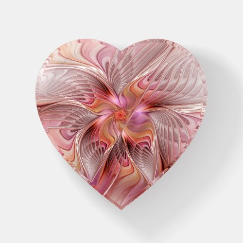 Abstract Butterfly Colorful Fantasy Fractal Heart Paperweight