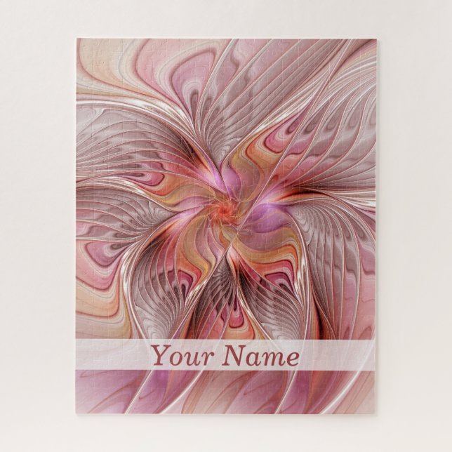Abstract Butterfly Colorful Fantasy Fractal Name Jigsaw Puzzle (Vertical)