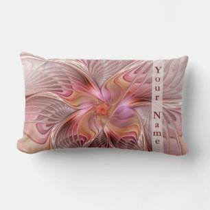 Abstract Butterfly Colorful Fantasy Fractal Name Lumbar Pillow