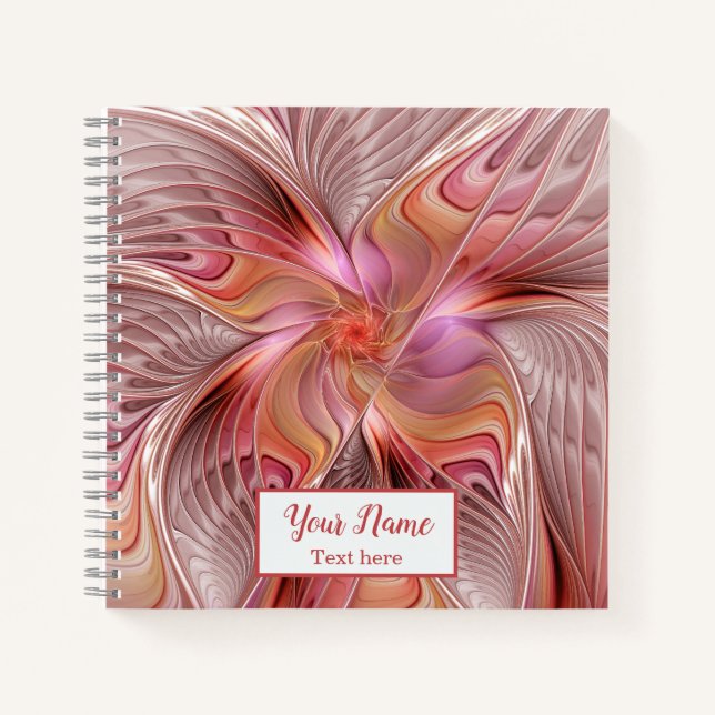 Abstract Butterfly Colorful Fantasy Fractal Name Notebook (Front)