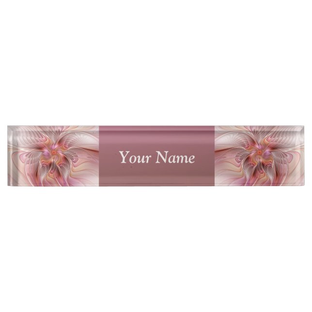 Abstract Butterfly Colorful Fantasy Fractal Text Desk Name Plate (Front)