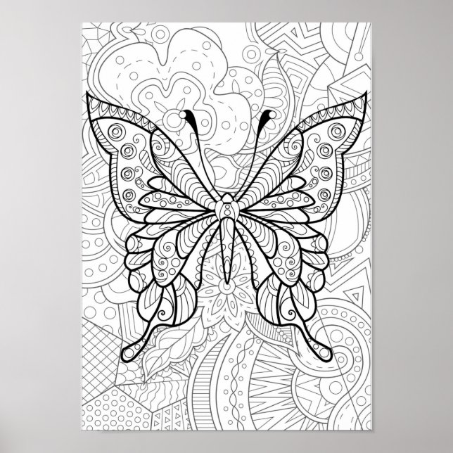 Abstract butterfly coloring Poster (Front)