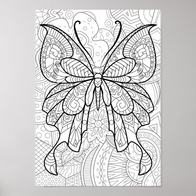 Abstract butterfly coloring Poster (Front)