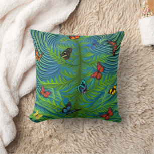 Abstract Butterfly Dream Garden Throw Pillow