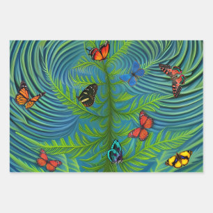Abstract Butterfly Dream Garden Wrapping Paper Sheets