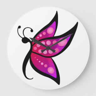 Abstract Butterfly Large Clock
