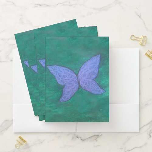 Abstract Butterfly  Modern Blue Purple Wings Pocket Folder