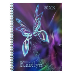 Abstract Butterfly Neon Blue Purple Colorful Notebook
